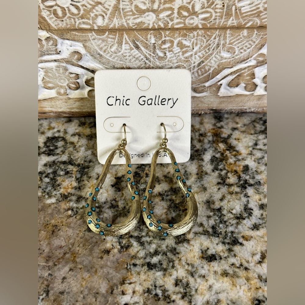 Gold Gemstone Dangle Earrings